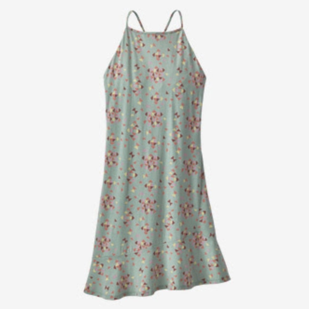 Patagonia Alpine Valley Dress Gypsum Green High Neck Medium